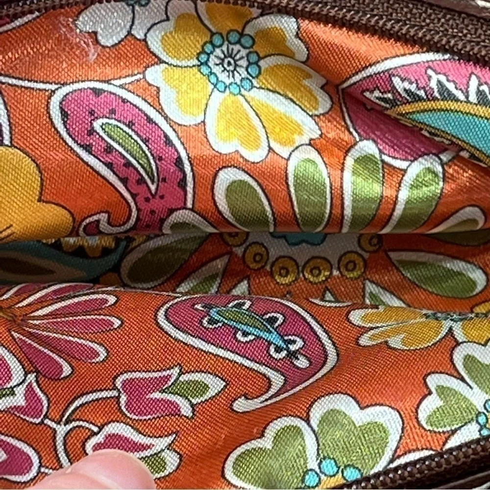 Tignanello Carmel Genuine Leather Hobo Bag 3 Front Zippered Pockets Big Interior